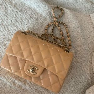 Chanel style mini flap bag - pink